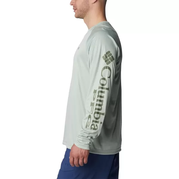 Columbia Mens Terminal Tackle Heather Long Sleeve ShirtCool Green HeatherCypress Logo