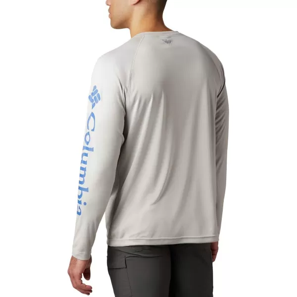 Columbia Mens Terminal Tackle Heather Long Sleeve ShirtCool Grey HeatherVivid Blue Logo