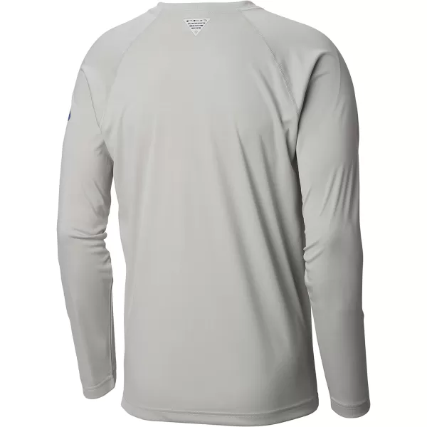 Columbia Mens Terminal Tackle Heather Long Sleeve ShirtCool Grey HeatherVivid Blue Logo