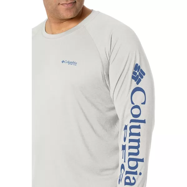 Columbia Mens Terminal Tackle Heather Long Sleeve ShirtCool Grey HeatherVivid Blue Logo