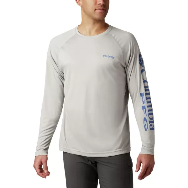 Columbia Mens Terminal Tackle Heather Long Sleeve ShirtCool Grey HeatherVivid Blue Logo