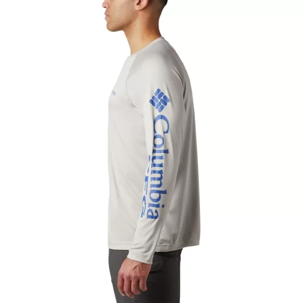 Columbia Mens Terminal Tackle Heather Long Sleeve ShirtCool Grey HeatherVivid Blue Logo