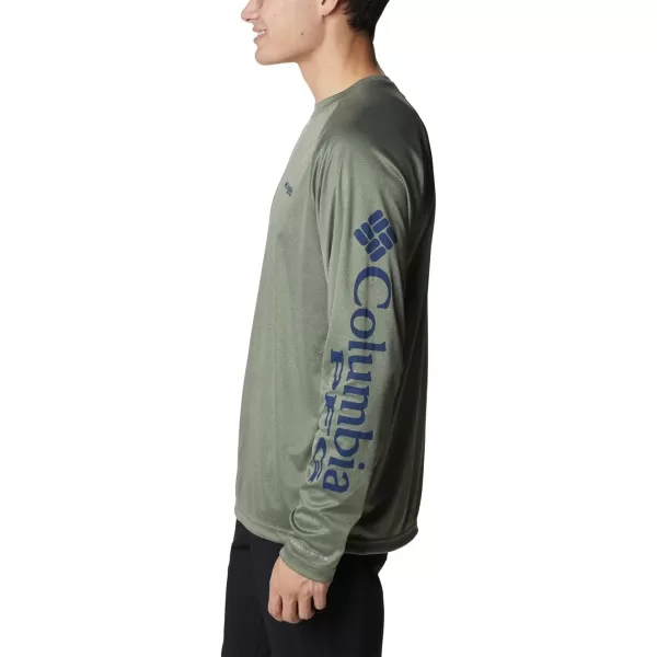 Columbia Mens Terminal Tackle Heather Long Sleeve ShirtCypress HeatherCarbon Logo