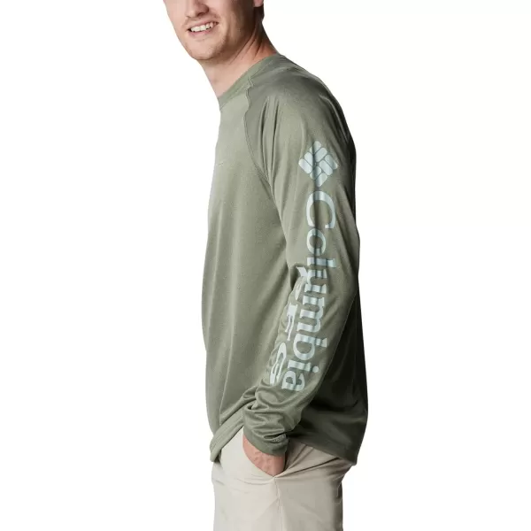 Columbia Mens Terminal Tackle Heather Long Sleeve ShirtCypress HeatherCool Green Logo