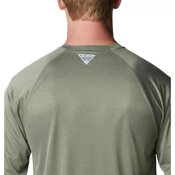 Columbia Mens Terminal Tackle Heather Long Sleeve ShirtCypress HeatherCool Green Logo