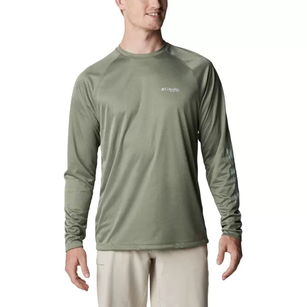 Columbia Mens Terminal Tackle Heather Long Sleeve ShirtCypress HeatherCool Green Logo