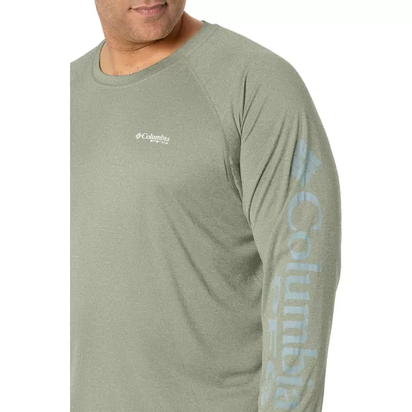 Columbia Mens Terminal Tackle Heather Long Sleeve ShirtCypress HeatherCool Green Logo