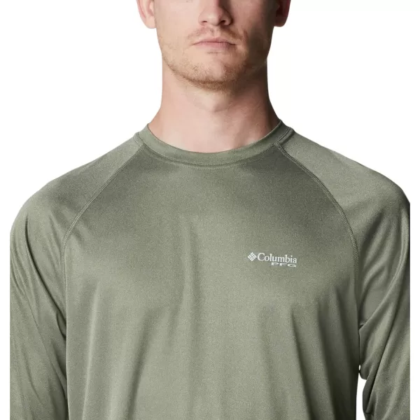 Columbia Mens Terminal Tackle Heather Long Sleeve ShirtCypress HeatherCool Green Logo