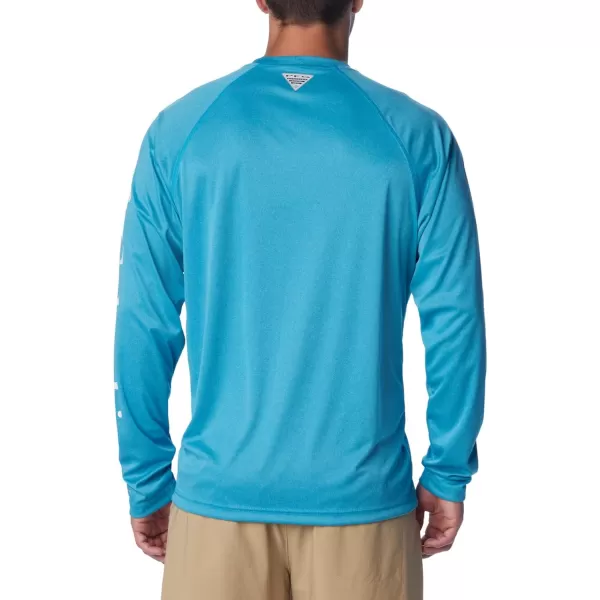 Columbia Mens Terminal Tackle Heather Long Sleeve ShirtOcean Blue HeatherWhite Logo