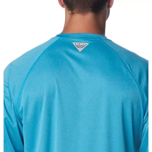 Columbia Mens Terminal Tackle Heather Long Sleeve ShirtOcean Blue HeatherWhite Logo