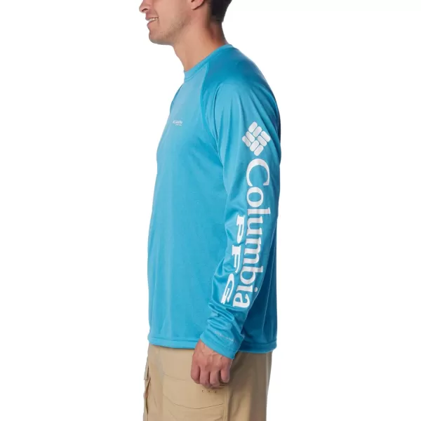 Columbia Mens Terminal Tackle Heather Long Sleeve ShirtOcean Blue HeatherWhite Logo