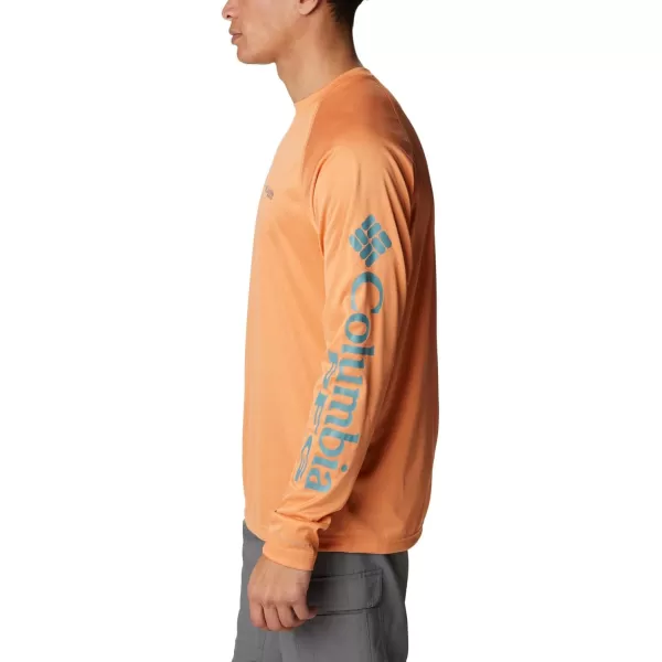 Columbia Mens Terminal Tackle Heather Long Sleeve ShirtOrange Reef HeatherTranquil Teal Logo