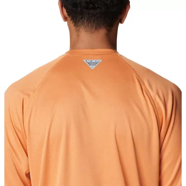 Columbia Mens Terminal Tackle Heather Long Sleeve ShirtOrange Reef HeatherTranquil Teal Logo