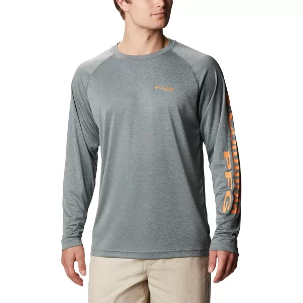 Columbia Mens Terminal Tackle Heather Long Sleeve ShirtPond HeatherKoi Logo