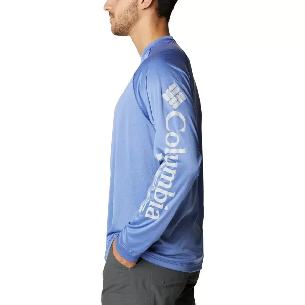 Columbia Mens Terminal Tackle Heather Long Sleeve ShirtTanzanite HeatherCool Grey Logo