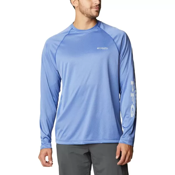 Columbia Mens Terminal Tackle Heather Long Sleeve ShirtTanzanite HeatherCool Grey Logo