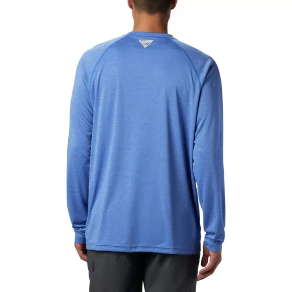 Columbia Mens Terminal Tackle Heather Long Sleeve ShirtVivid Blue HeatherBright Nectar Logo