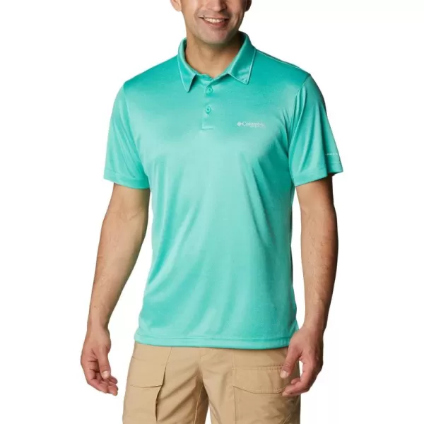 Columbia Mens Terminal Tackle Heather PoloElectric Turquoise HeatherCool Grey Logo