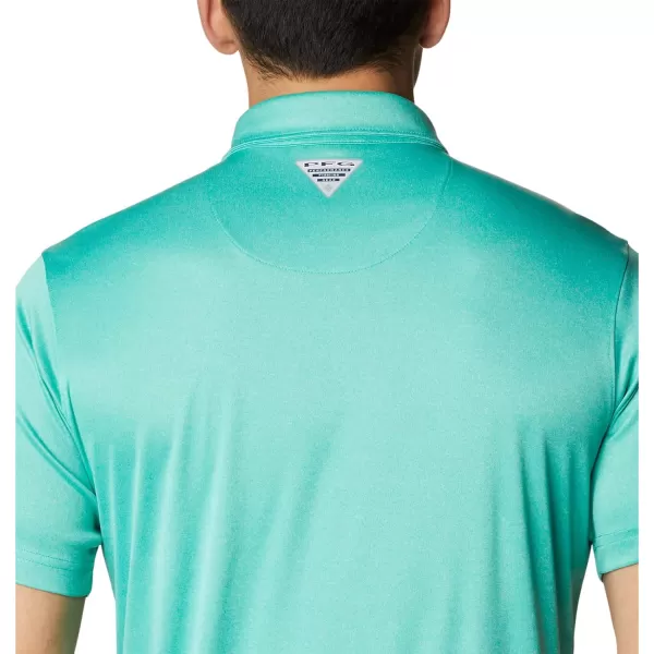 Columbia Mens Terminal Tackle Heather PoloElectric Turquoise HeatherCool Grey Logo