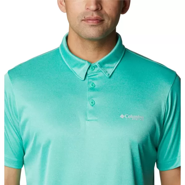 Columbia Mens Terminal Tackle Heather PoloElectric Turquoise HeatherCool Grey Logo