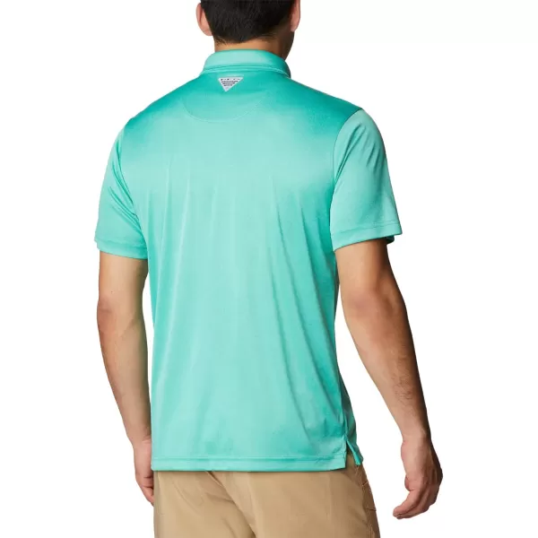 Columbia Mens Terminal Tackle Heather PoloElectric Turquoise HeatherCool Grey Logo