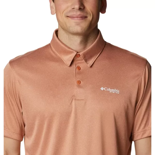 Columbia Mens Terminal Tackle Heather PoloIsland Orange HeatherWhite Logo