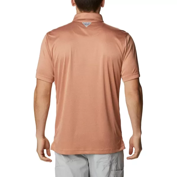 Columbia Mens Terminal Tackle Heather PoloIsland Orange HeatherWhite Logo