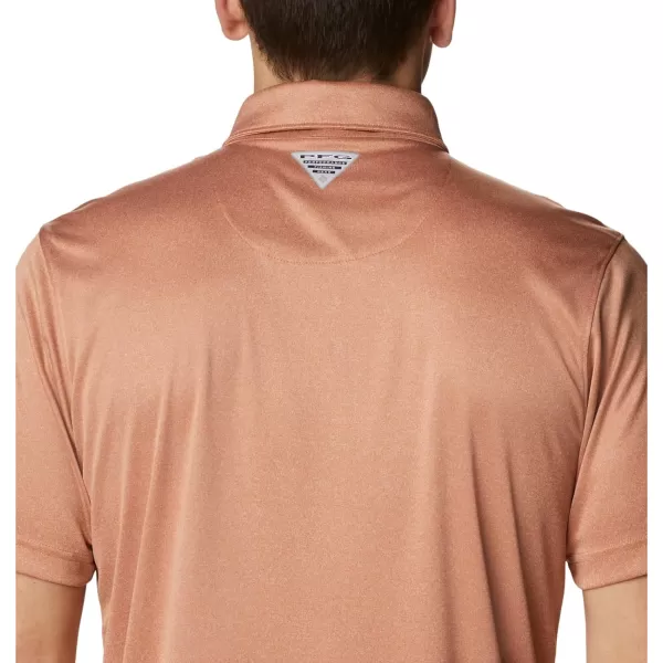 Columbia Mens Terminal Tackle Heather PoloIsland Orange HeatherWhite Logo