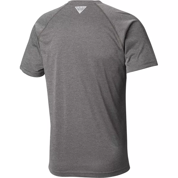 Columbia Mens Terminal Tackle Heather Ss ShirtCharcoal Heather Cool Grey Logo