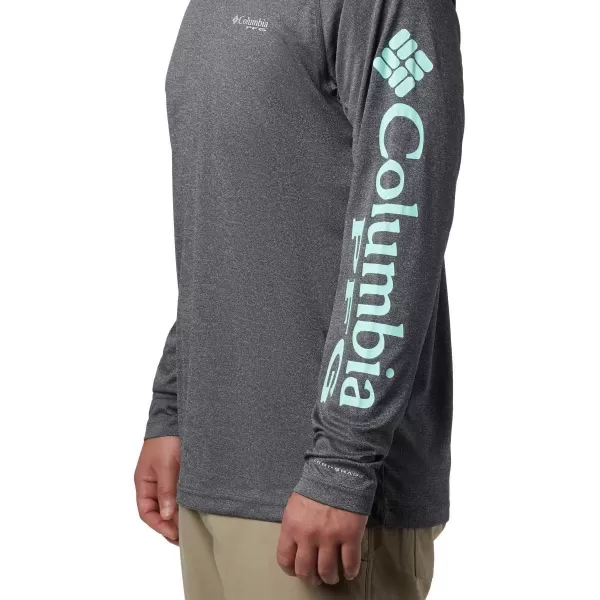 Columbia Mens Terminal Tackle Long Sleeve Shirt Wicking MaterialBlack HeatherGulf Stream Logo