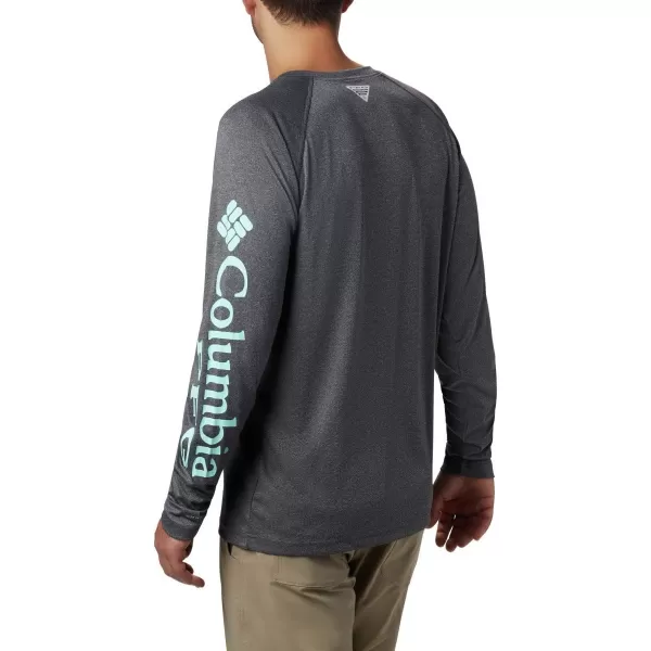 Columbia Mens Terminal Tackle Long Sleeve Shirt Wicking MaterialBlack HeatherGulf Stream Logo