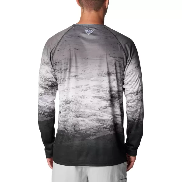 Columbia Mens Terminal Tackle Long Sleeve Shirt Wicking MaterialBlackAmericanaDeepsea Fade