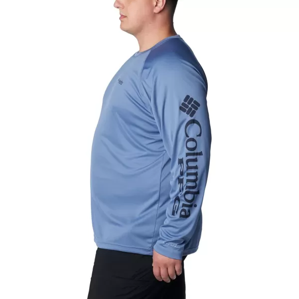 Columbia Mens Terminal Tackle Long Sleeve Shirt Wicking MaterialBluestoneCollegiate Navy Logo