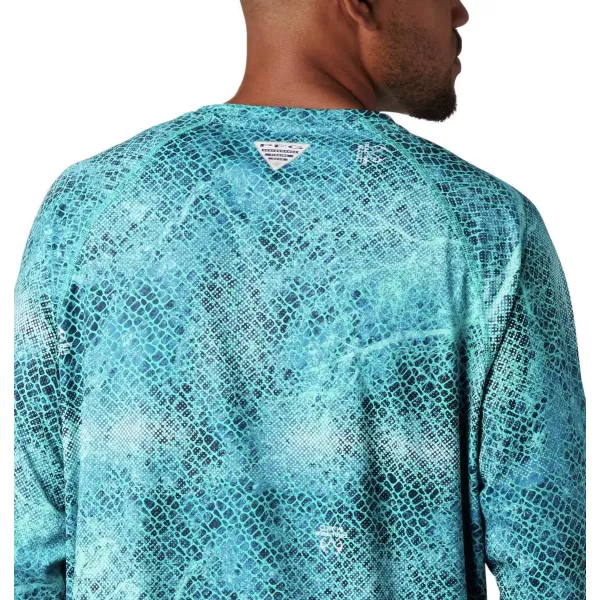 Columbia Mens Terminal Tackle Long Sleeve Shirt Wicking MaterialBright Aqua Realtree Mako