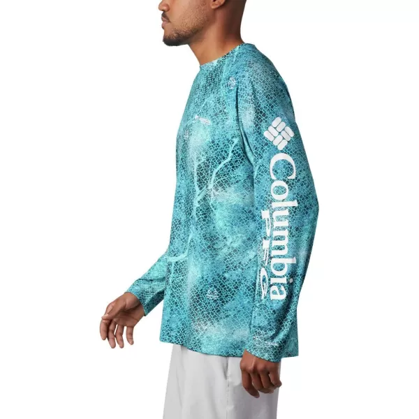 Columbia Mens Terminal Tackle Long Sleeve Shirt Wicking MaterialBright Aqua Realtree Mako