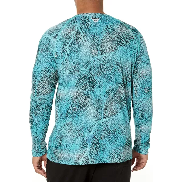 Columbia Mens Terminal Tackle Long Sleeve Shirt Wicking MaterialBright Aqua Realtree Mako