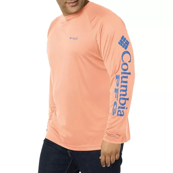 Columbia Mens Terminal Tackle Long Sleeve Shirt Wicking MaterialBright Nectar HeatherVivid Blue Logo