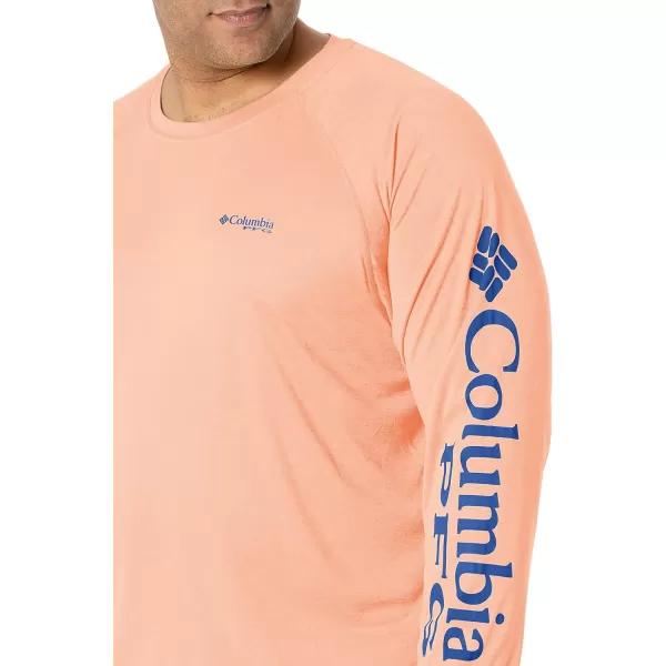 Columbia Mens Terminal Tackle Long Sleeve Shirt Wicking MaterialBright Nectar HeatherVivid Blue Logo