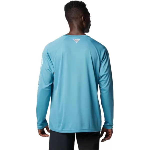 Columbia Mens Terminal Tackle Long Sleeve Shirt Wicking MaterialCanyon BlueIcy Morn Logo