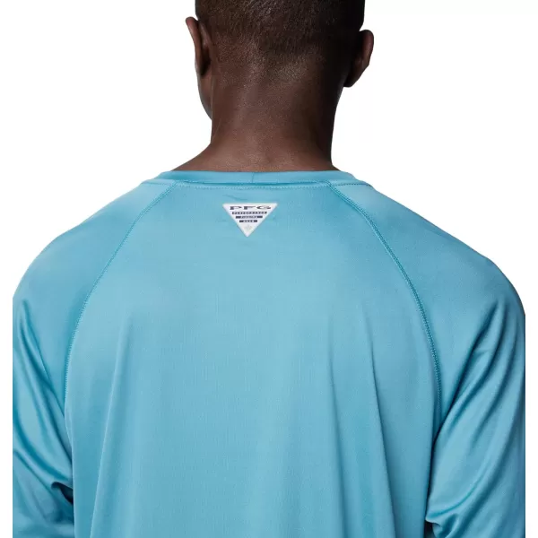 Columbia Mens Terminal Tackle Long Sleeve Shirt Wicking MaterialCanyon BlueIcy Morn Logo