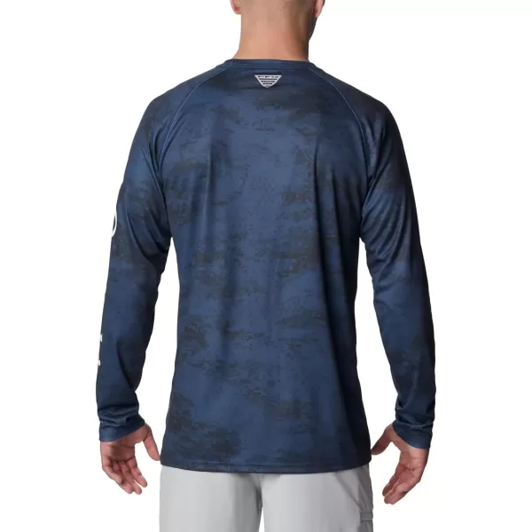 Columbia Mens Terminal Tackle Long Sleeve Shirt Wicking MaterialCarbon Pfg Camo