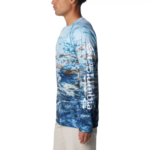 Columbia Mens Terminal Tackle Long Sleeve Shirt Wicking MaterialCarbonDeepsea Fade