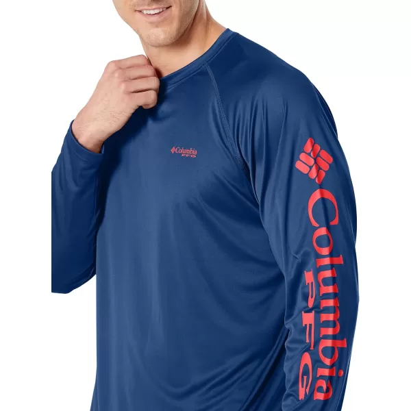 Columbia Mens Terminal Tackle Long Sleeve Shirt Wicking MaterialCarbonRed Spark Logo