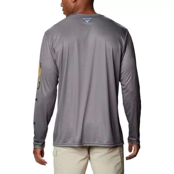 Columbia Mens Terminal Tackle Long Sleeve Shirt Wicking MaterialCity GreyDorado Camo