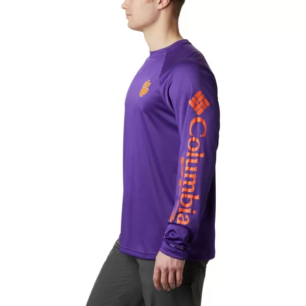 Columbia Mens Terminal Tackle Long Sleeve Shirt Wicking MaterialCle  Vivid Purple  Spark Orange