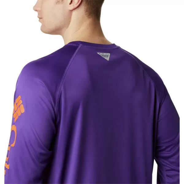 Columbia Mens Terminal Tackle Long Sleeve Shirt Wicking MaterialCle  Vivid Purple  Spark Orange