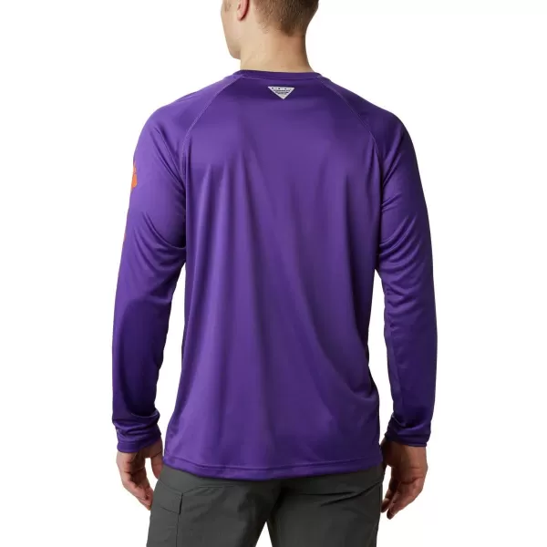 Columbia Mens Terminal Tackle Long Sleeve Shirt Wicking MaterialCle  Vivid Purple  Spark Orange