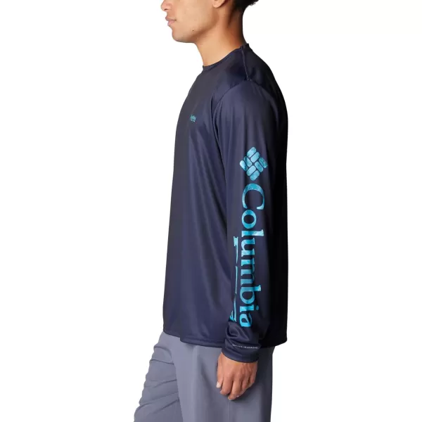 Columbia Mens Terminal Tackle Long Sleeve Shirt Wicking MaterialCollegiate NavyOcean Blue Deepwater