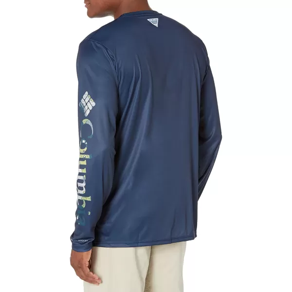 Columbia Mens Terminal Tackle Long Sleeve Shirt Wicking MaterialCollegiate NavySun Glow Gamefish Camo