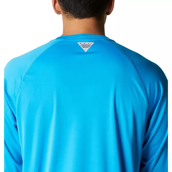 Columbia Mens Terminal Tackle Long Sleeve Shirt Wicking MaterialCompass BlueCarbon Logo